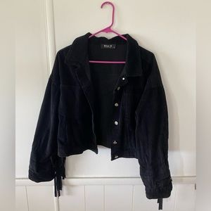 Blue B collection black suede corduroy fringe jacket in a size medium